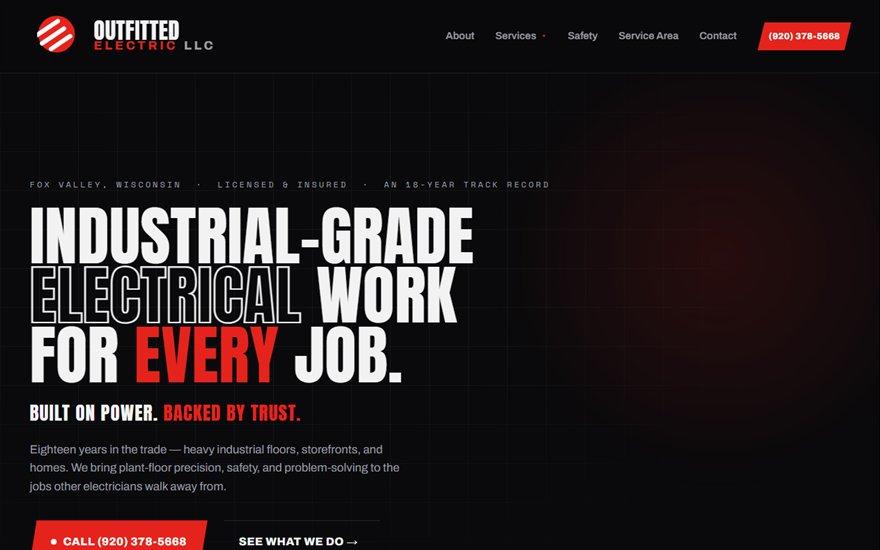 Screenshot of the Outfitted Electric website